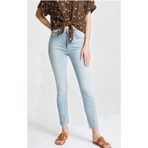 Mother The High Waisted Stunner Ankle Fray in Tinge Denim Jeans
